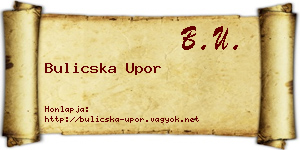 Bulicska Upor névjegykártya